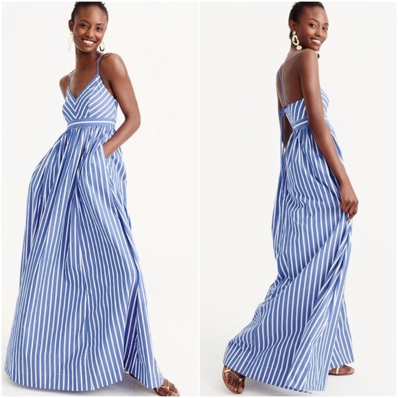 J. Crew Dresses & Skirts - J.Crew Long Drapey Spaghetti Strap Stripe Dress